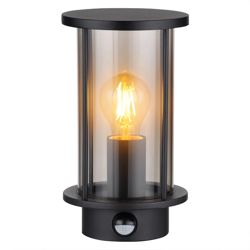 LED Wandleuchte rund mit Sensor | Schwarz | E27-Fassung | Gracey