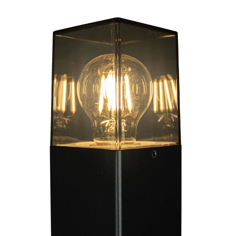 LED Garden Post - Stehende Außenleuchte mit Rauchglas | 80cm | Schwarz | IP44 – Denver