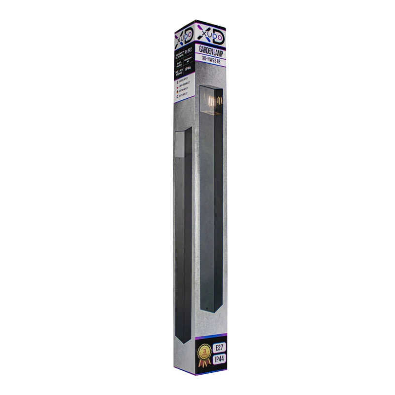 LED Garden Post - Stehende Außenleuchte mit Rauchglas | 80cm | Schwarz | IP44 – Denver