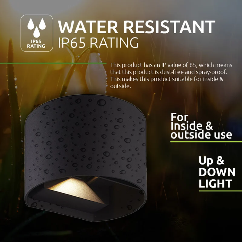 LED-Wandleuchte | Rund | Schwarz | 6 Watt | 3000K (Warmweiß)