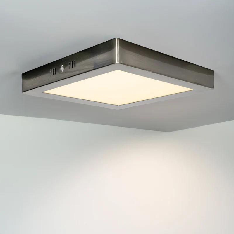 LED Deckenleuchte quadratisch | 18 Watt | Mattchrom | IP20 | 4000K (natürliches Weiß)