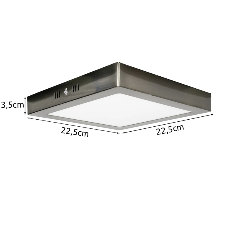 LED Deckenleuchte quadratisch | 18 Watt | Mattchrom | IP20 | 4000K (natürliches Weiß)