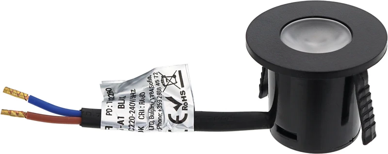 LED Mini Einbaustrahler | Ø35mm | 1W | IP20 | Nicht dimmbar | Schwarz | 3000K warmweiß