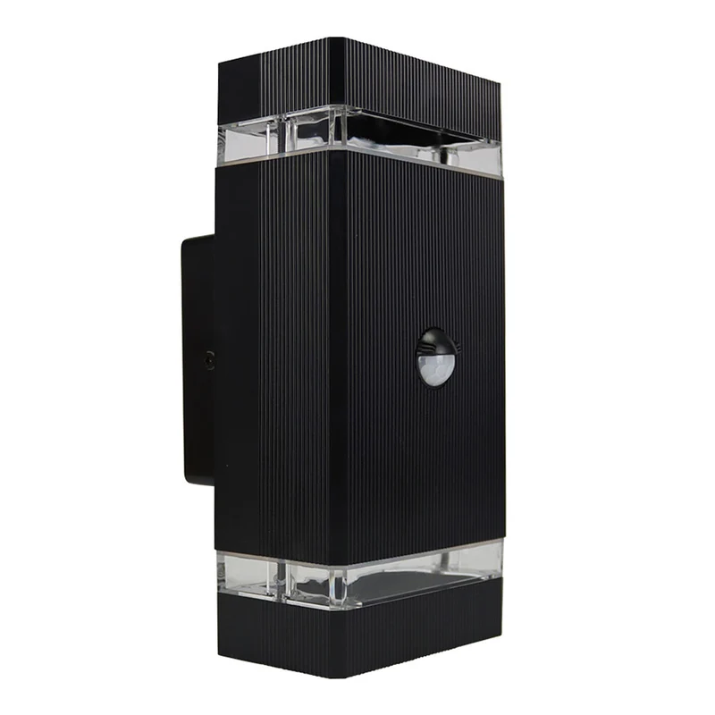 Wandleuchte mit Bewegungssensor | Auf - Ab | IP65 | Schwarz | 2x GU10