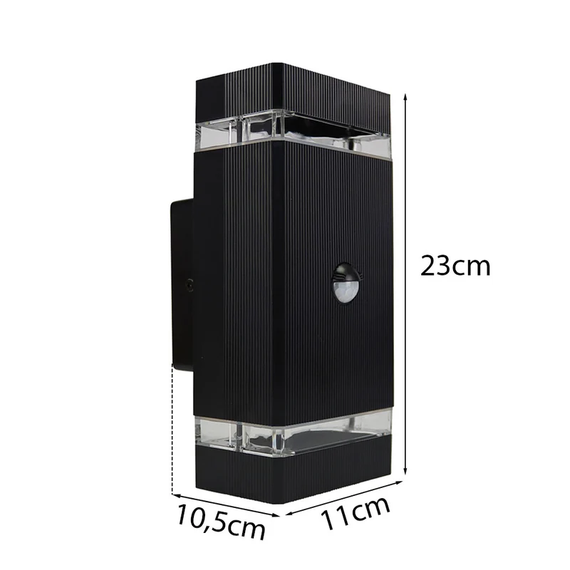 Wandleuchte mit Bewegungssensor | Auf - Ab | IP65 | Schwarz | 2x GU10