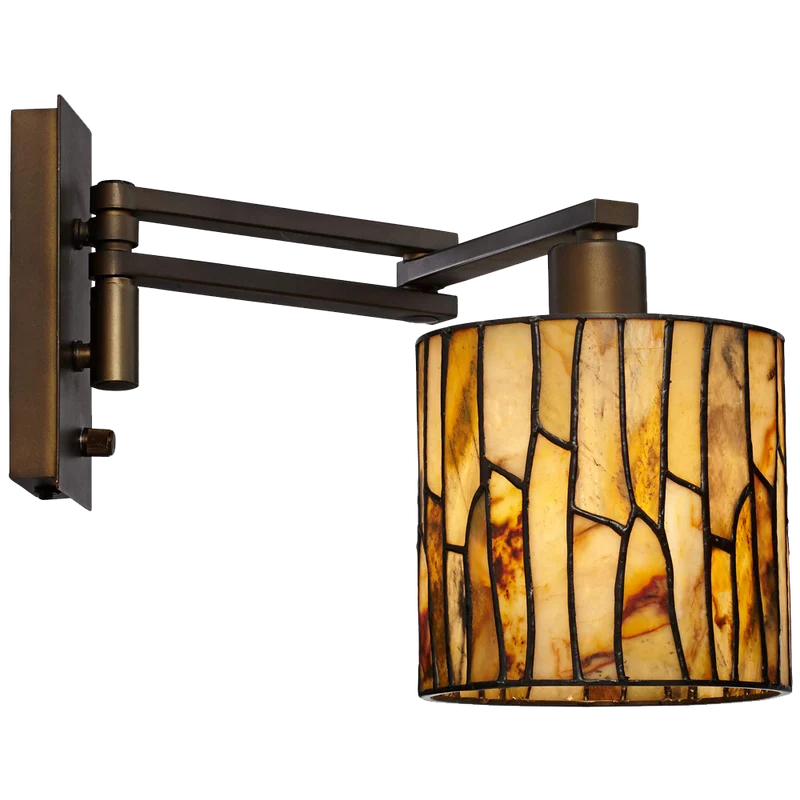 Robert Louis Tiffany Speckled Plug In Swing Arm Wall Lamp