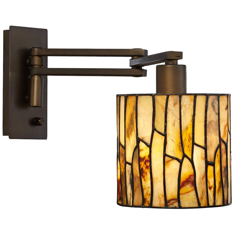 Robert Louis Tiffany Speckled Plug In Swing Arm Wall Lamp