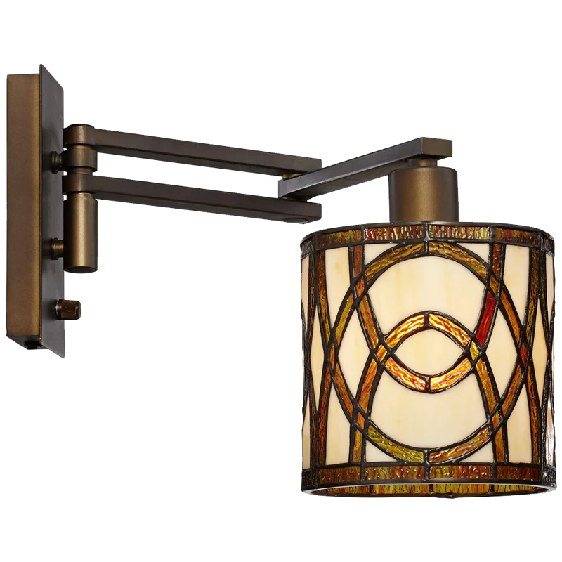 Robert Louis Tiffany Speckled Plug In Swing Arm Wall Lamp
