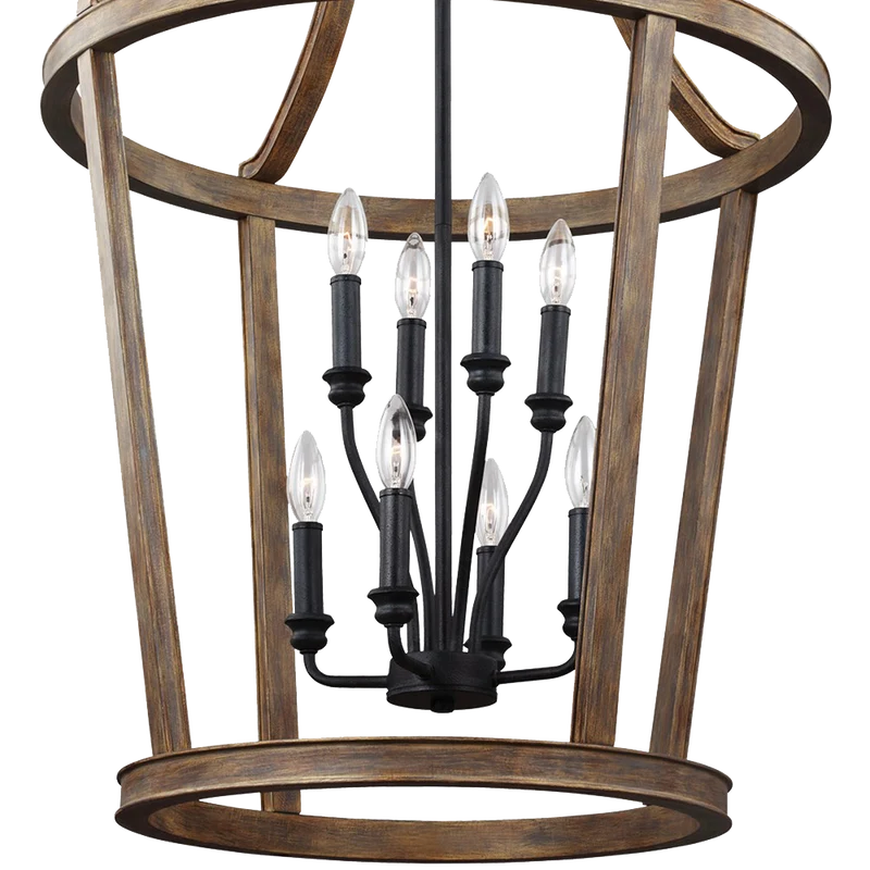Feiss F3040 8wow Lorenz 8 Light Chandelier In Weathered Oak Wood