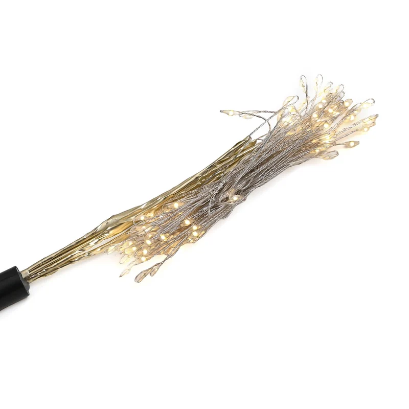 4er-Set Solar-Gartenlichter in Feuerwerksform mit 8 Leuchtmodi und Lichtsensor, mit Erdspieß, 80 cm, Schwarz