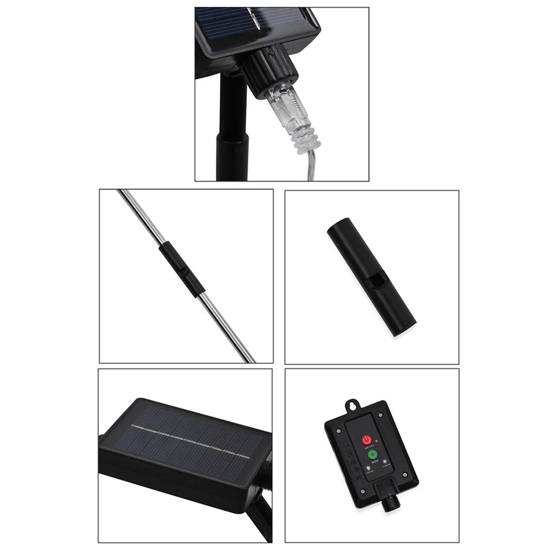 4er-Set Solar-Gartenlichter in Feuerwerksform mit 8 Leuchtmodi und Lichtsensor, mit Erdspieß, 80 cm, Schwarz