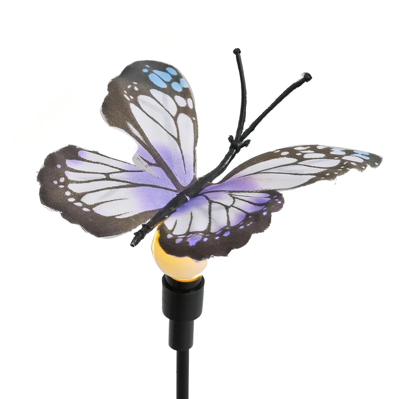 4er-Set Solar-Gartenlichter in Feuerwerksform mit 8 Leuchtmodi und Lichtsensor, mit Erdspieß, 80 cm, Schwarz