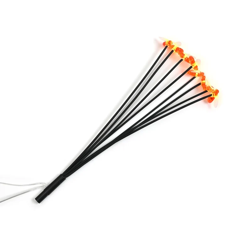 4er-Set Solar-Gartenlichter in Feuerwerksform mit 8 Leuchtmodi und Lichtsensor, mit Erdspieß, 80 cm, Schwarz