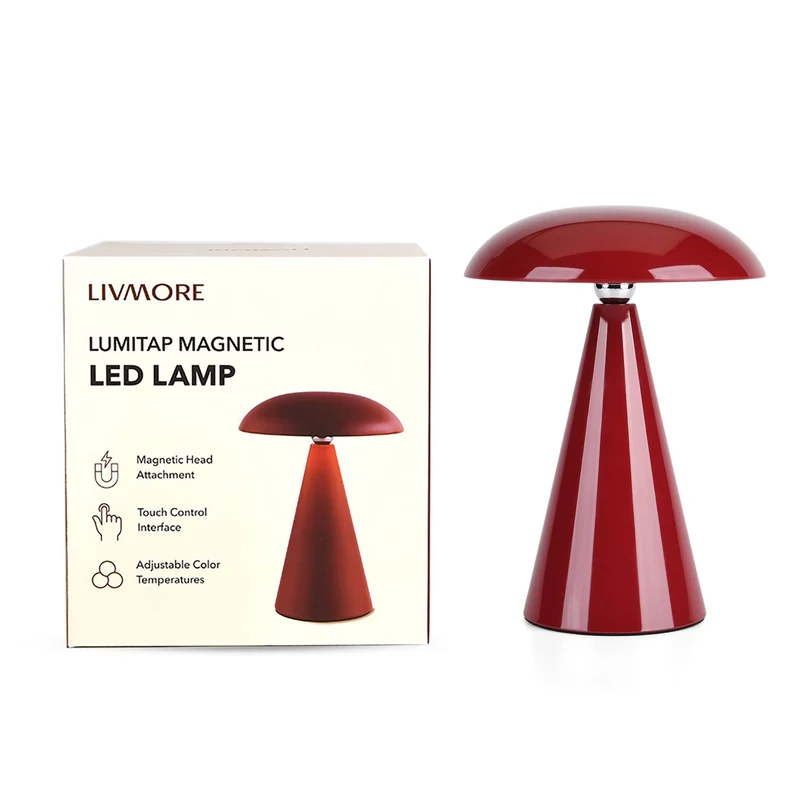 LIVMORE - 2-in-1 Magnetische LED-Tisch- und Wandleuchte, wiederaufladbar, 2400 mAh, 15,5 x 15,5 x 21 cm, Grün