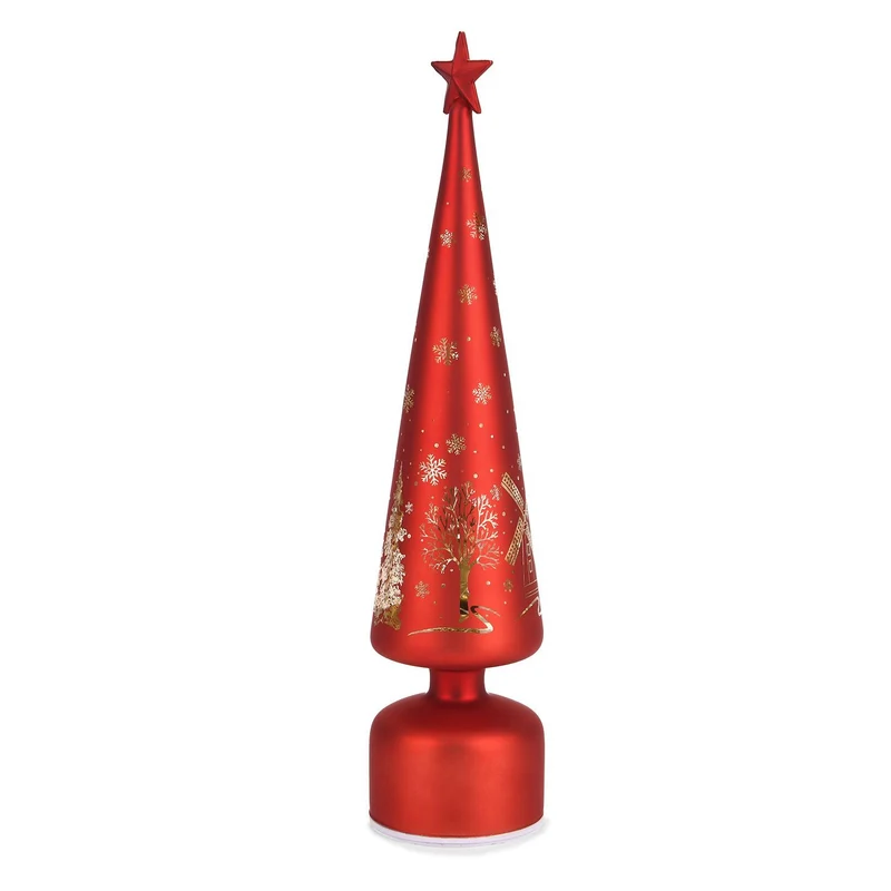 LED-Deko-Tannenbaum mit drehendem Licht, Glas, 9x41 cm, Rot