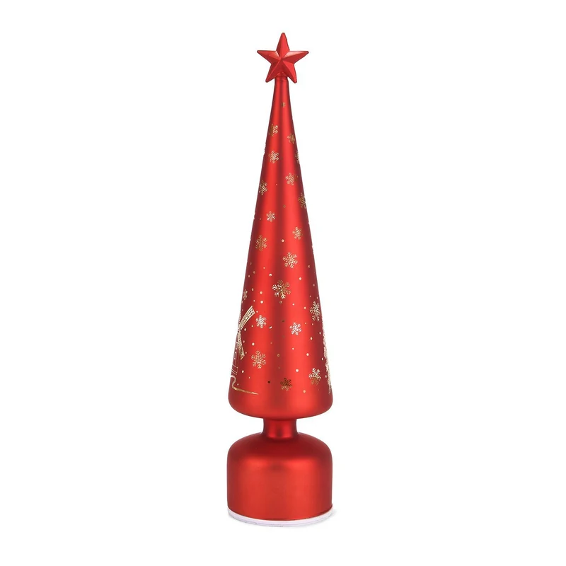LED-Deko-Tannenbaum mit drehendem Licht, Glas, 9x41 cm, Rot