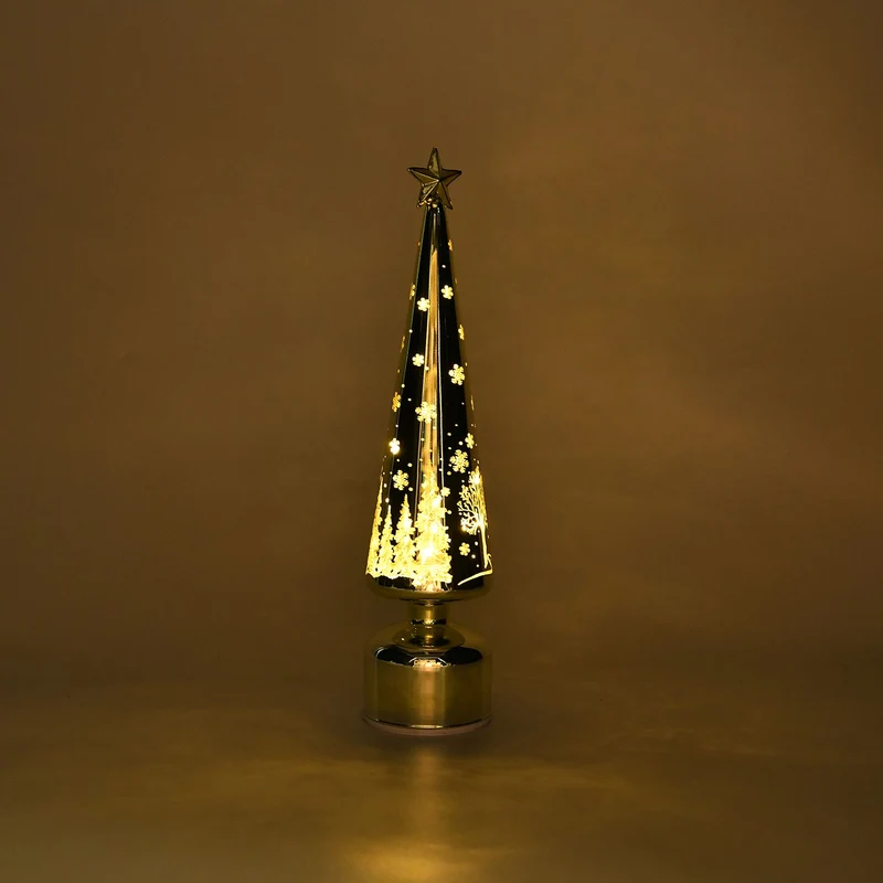 LED-Deko-Tannenbaum mit drehendem Licht, Glas, 9x41 cm, Rot