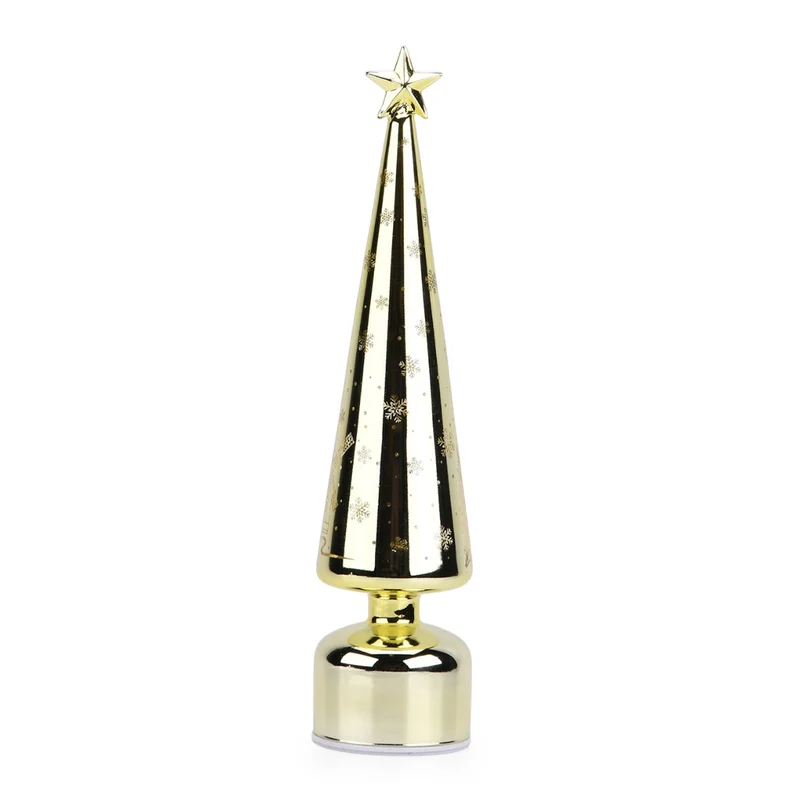 LED-Deko-Tannenbaum mit drehendem Licht, Glas, 9x41 cm, Rot