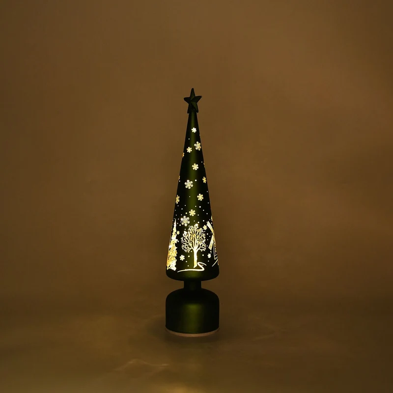LED-Deko-Tannenbaum mit drehendem Licht, Glas, 9x41 cm, Rot