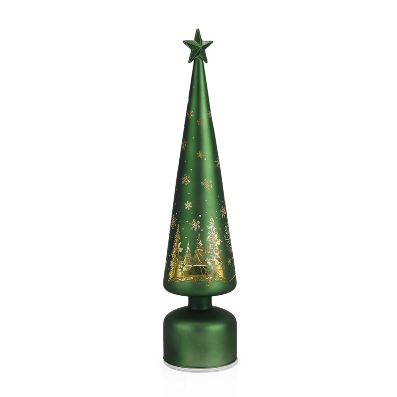 LED-Deko-Tannenbaum mit drehendem Licht, Glas, 9x41 cm, Rot