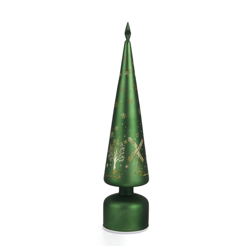 LED-Deko-Tannenbaum mit drehendem Licht, Glas, 9x41 cm, Rot