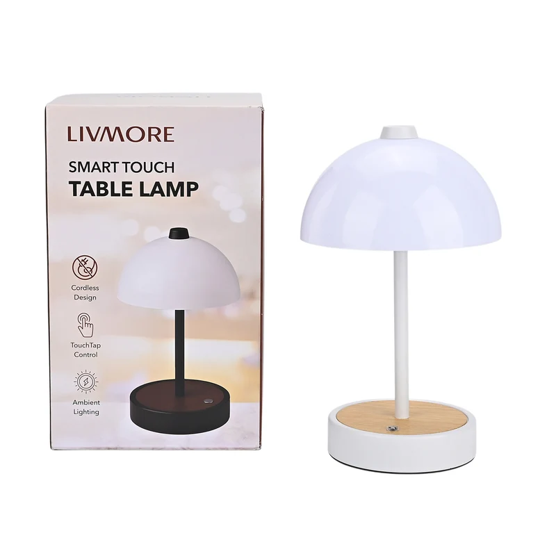 LIVEMORE - Designer Insipiriertes Tischlampe im Kuppeldesign mit Touch-Steuerung, 3000K/4500K/6000K Lichtfarbe, Größe 16x16x26,5 cm, Schwarz