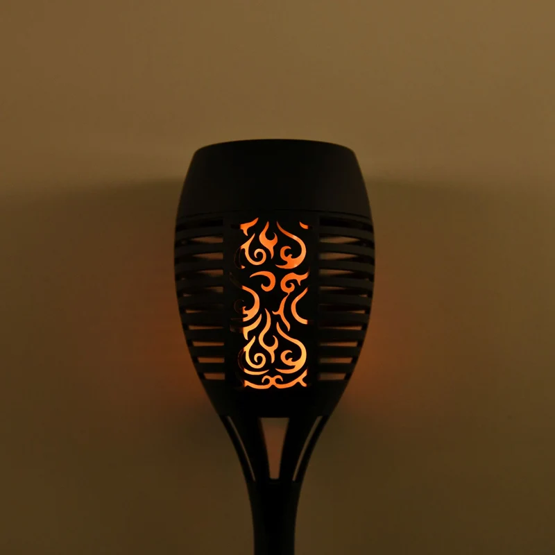 6er-Set- Solar-LED-Gartenleuchten, Flackernde Flamme, Kunststoff, 6,7x40 cm, schwarz, Fancy