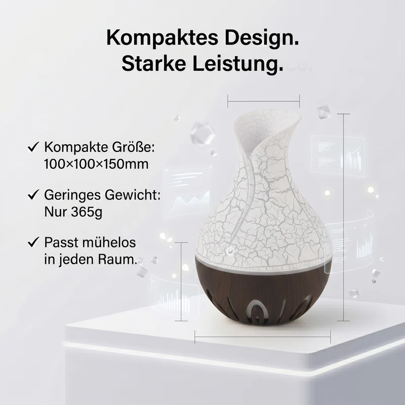 LIVMORE Luftbefeuchter und Aromadiffusor mit 7 ätherischen Ölen, LED Farbwechsel, 200 ml, Braun