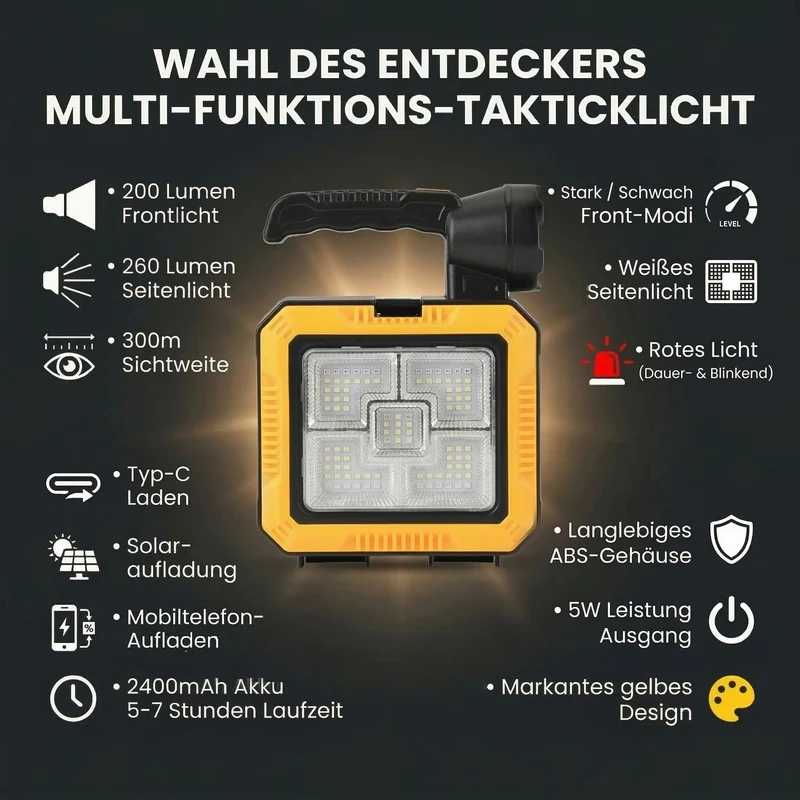 LED Power Arbeitsleuchte mit 200 Lumen, wiederaufladbar, Creme