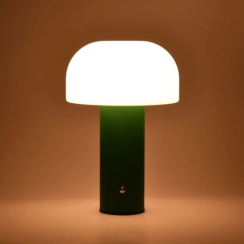 LIVMORE - LED-Tischlampe, wiederaufladbar, Pilzform, 3 Lichtfarben, 12,5x20,5 cm, Sonnengelb