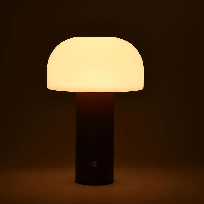 LIVMORE - LED-Tischlampe, wiederaufladbar, Pilzform, 3 Lichtfarben, 12,5x20,5 cm, Sonnengelb