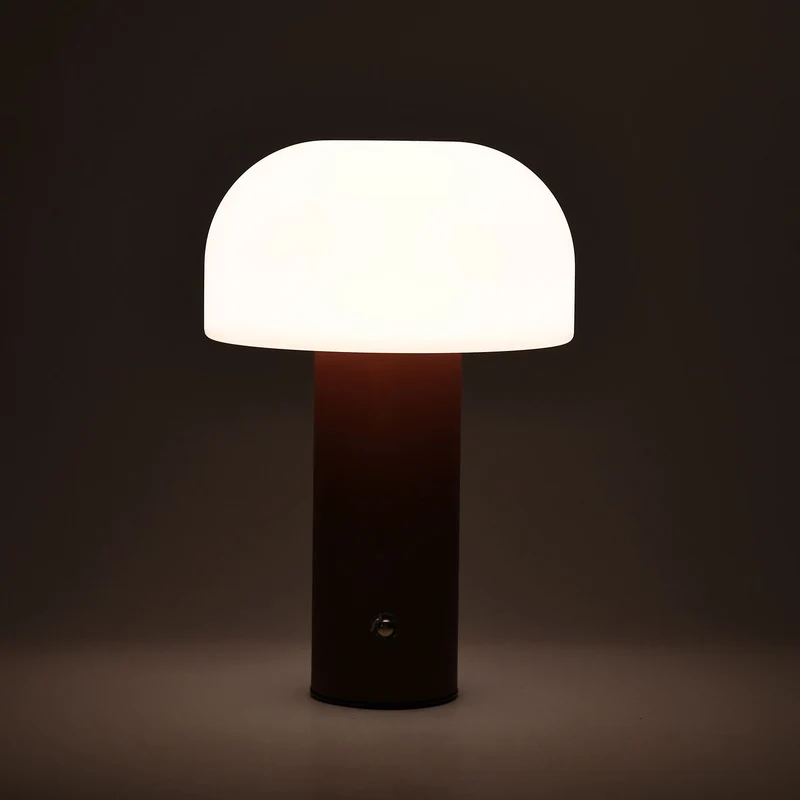 LIVMORE - LED-Tischlampe, wiederaufladbar, Pilzform, 3 Lichtfarben, 12,5x20,5 cm, Sonnengelb
