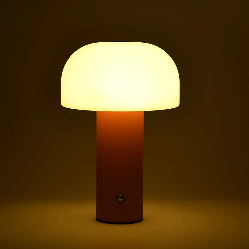 LIVMORE - LED-Tischlampe, wiederaufladbar, Pilzform, 3 Lichtfarben, 12,5x20,5 cm, Sonnengelb