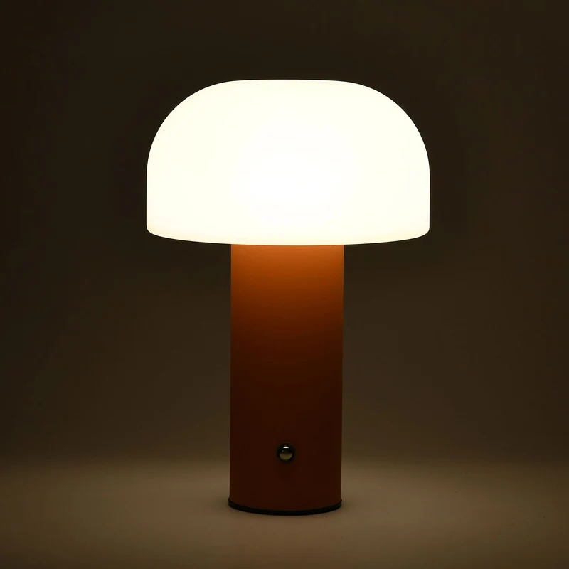 LIVMORE - LED-Tischlampe, wiederaufladbar, Pilzform, 3 Lichtfarben, 12,5x20,5 cm, Sonnengelb