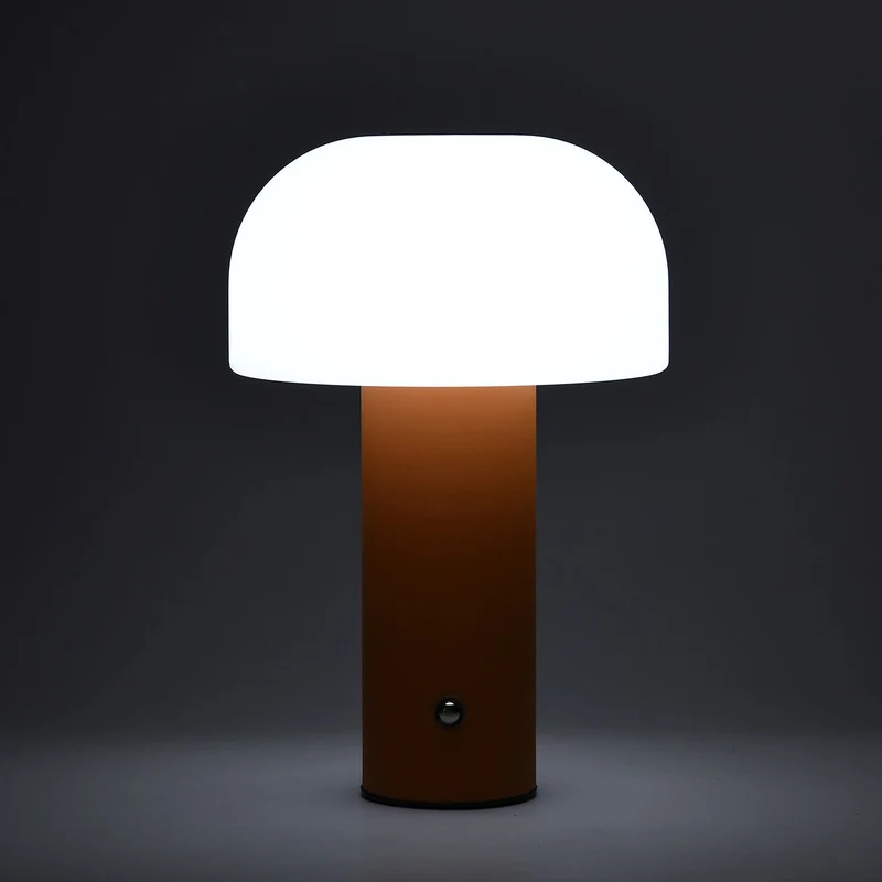 LIVMORE - LED-Tischlampe, wiederaufladbar, Pilzform, 3 Lichtfarben, 12,5x20,5 cm, Sonnengelb