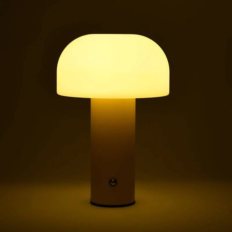 LIVMORE - LED-Tischlampe, wiederaufladbar, Pilzform, 3 Lichtfarben, 12,5x20,5 cm, Sonnengelb