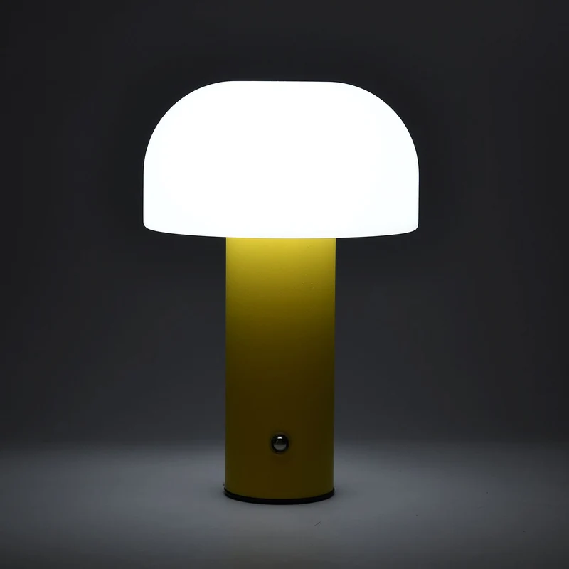 LIVMORE - LED-Tischlampe, wiederaufladbar, Pilzform, 3 Lichtfarben, 12,5x20,5 cm, Sonnengelb