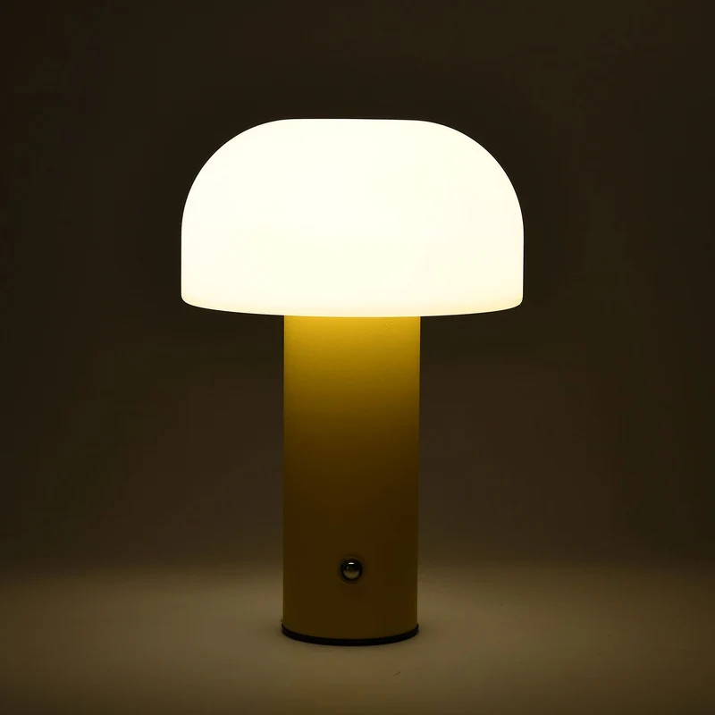 LIVMORE - LED-Tischlampe, wiederaufladbar, Pilzform, 3 Lichtfarben, 12,5x20,5 cm, Sonnengelb
