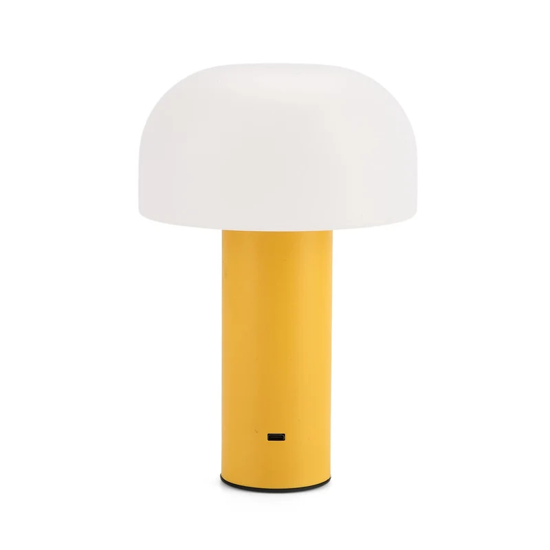 LIVMORE - LED-Tischlampe, wiederaufladbar, Pilzform, 3 Lichtfarben, 12,5x20,5 cm, Sonnengelb