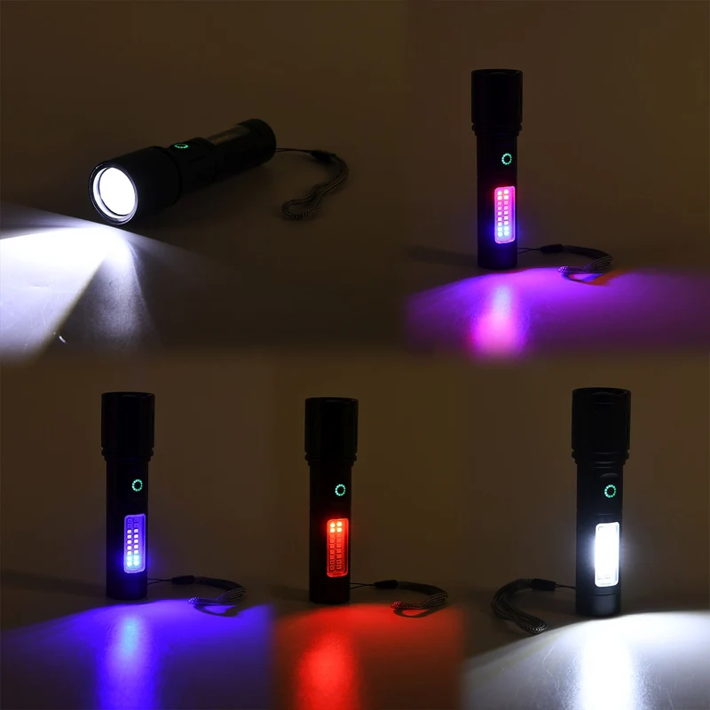 2er-Set LED-Taschenlampen aus Aluminium, wiederaufladbar, 14x3,5 cm, Schwarz
