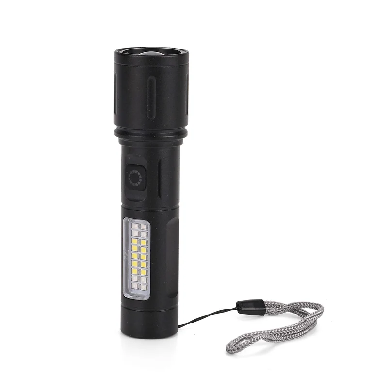 2er-Set LED-Taschenlampen aus Aluminium, wiederaufladbar, 14x3,5 cm, Schwarz