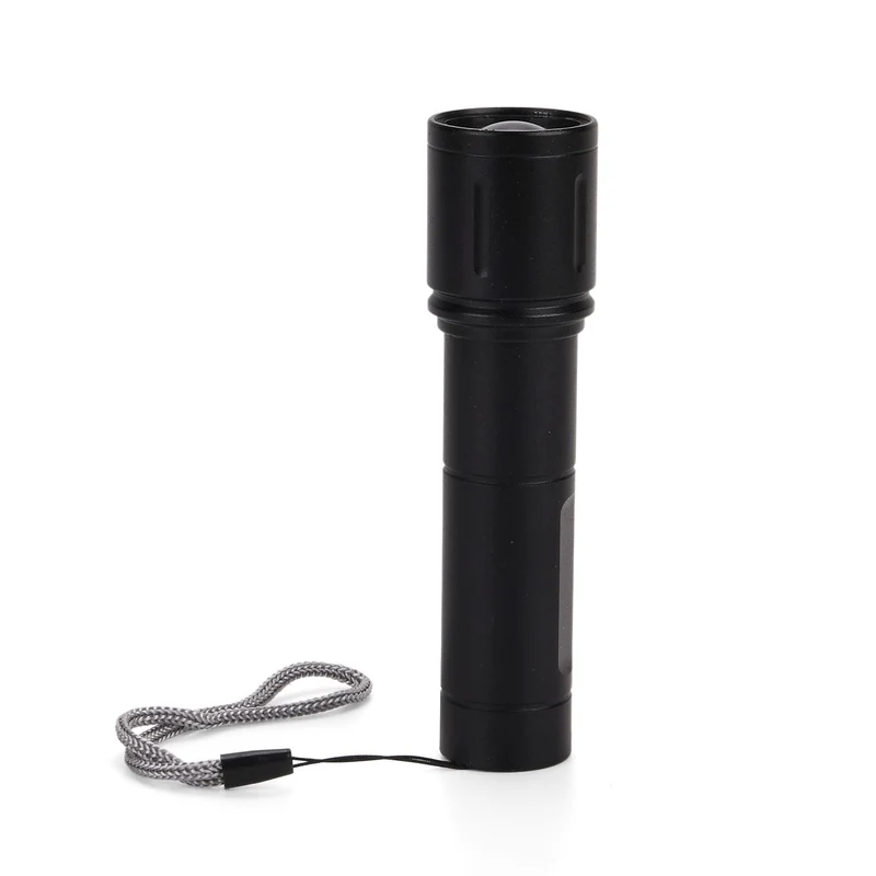 2er-Set LED-Taschenlampen aus Aluminium, wiederaufladbar, 14x3,5 cm, Schwarz