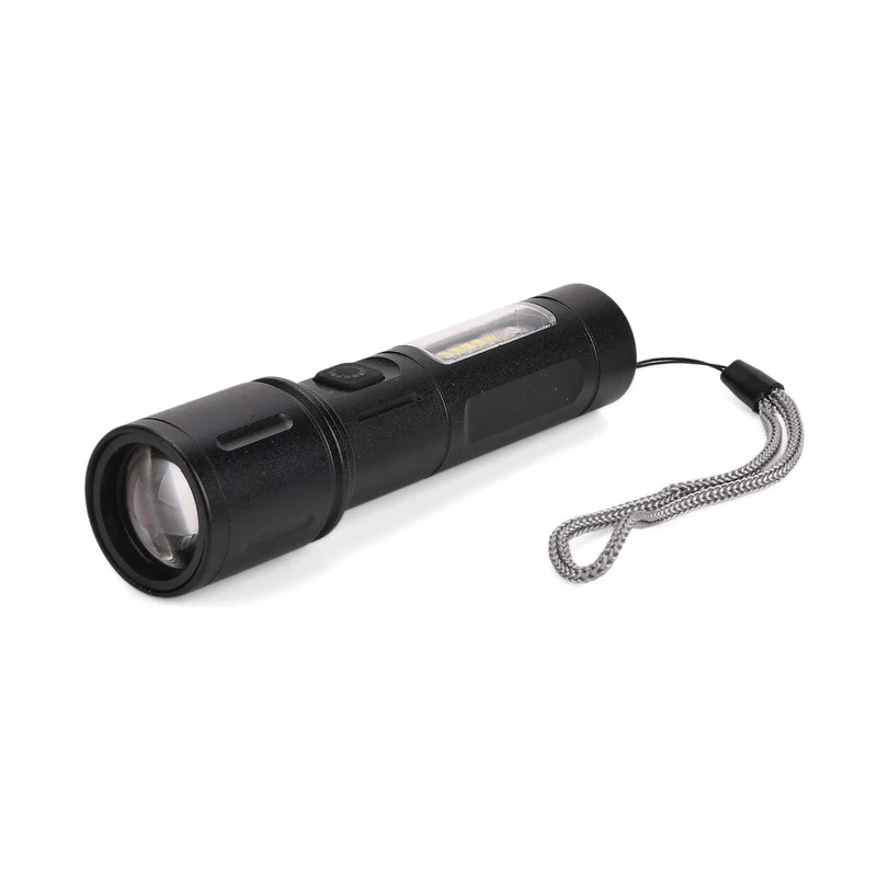 2er-Set LED-Taschenlampen aus Aluminium, wiederaufladbar, 14x3,5 cm, Schwarz
