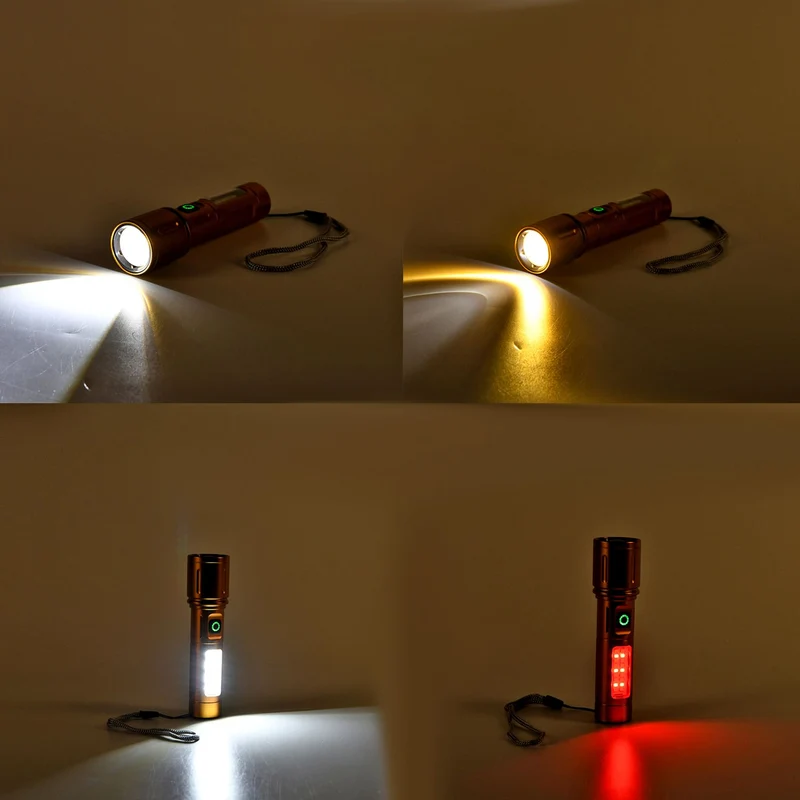 2er-Set LED-Taschenlampen aus Aluminium, wiederaufladbar, 14x3,5 cm, Schwarz