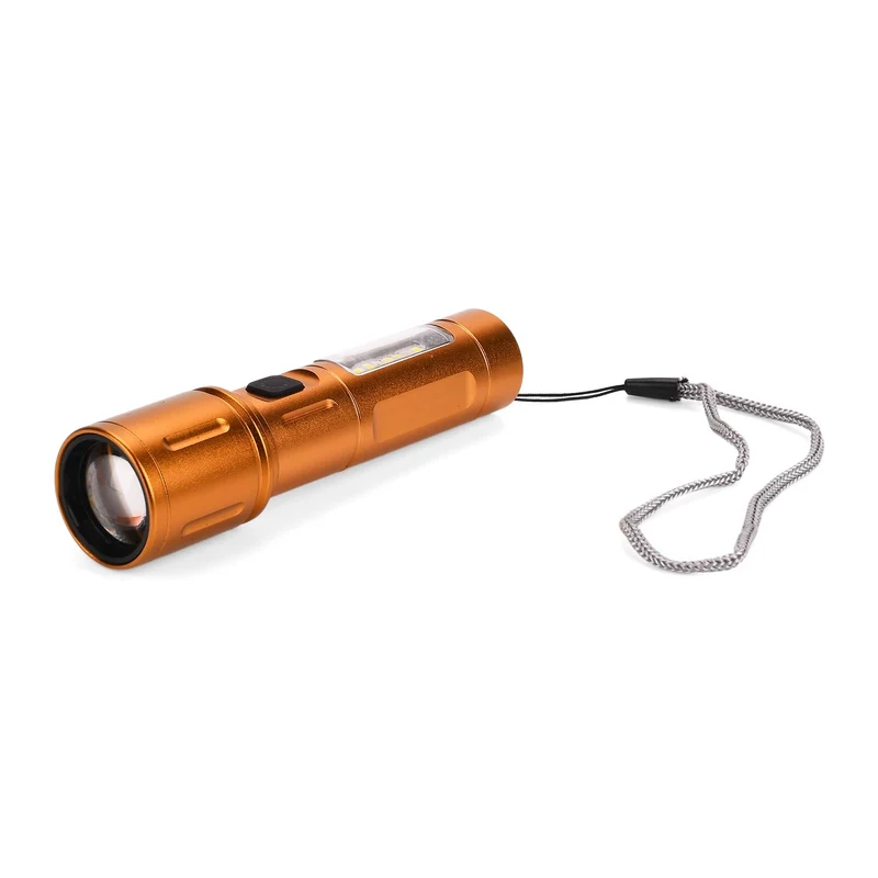 2er-Set LED-Taschenlampen aus Aluminium, wiederaufladbar, 14x3,5 cm, Schwarz