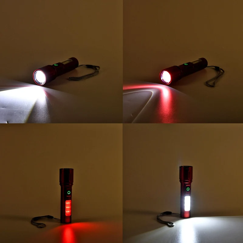 2er-Set LED-Taschenlampen aus Aluminium, wiederaufladbar, 14x3,5 cm, Schwarz