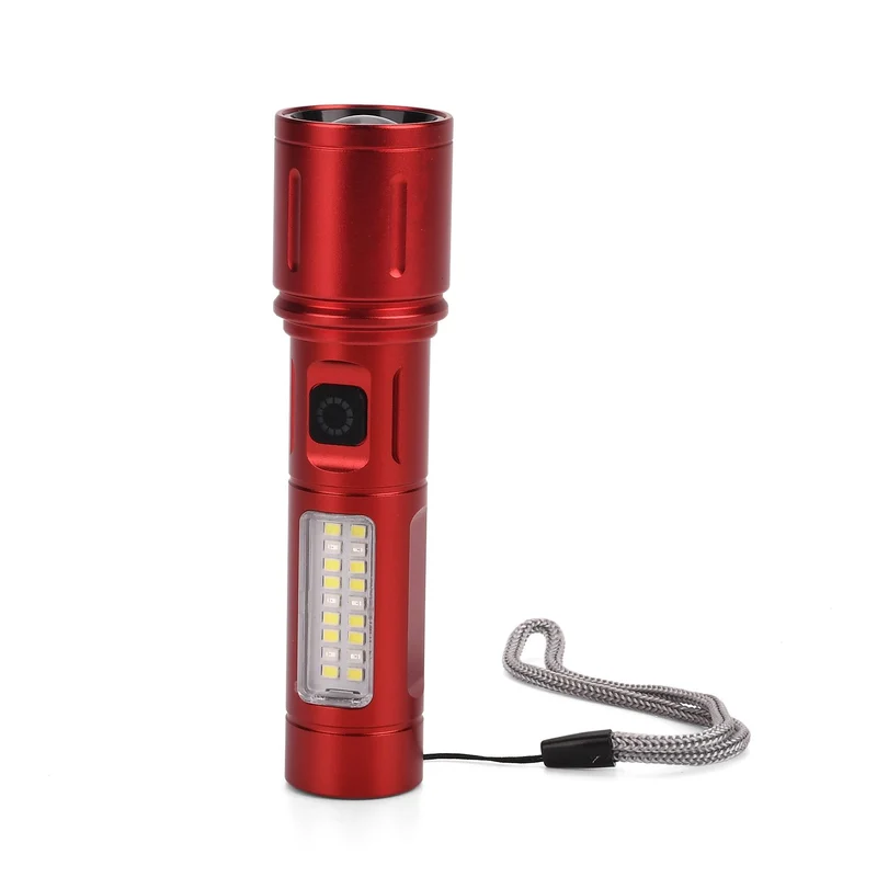 2er-Set LED-Taschenlampen aus Aluminium, wiederaufladbar, 14x3,5 cm, Schwarz