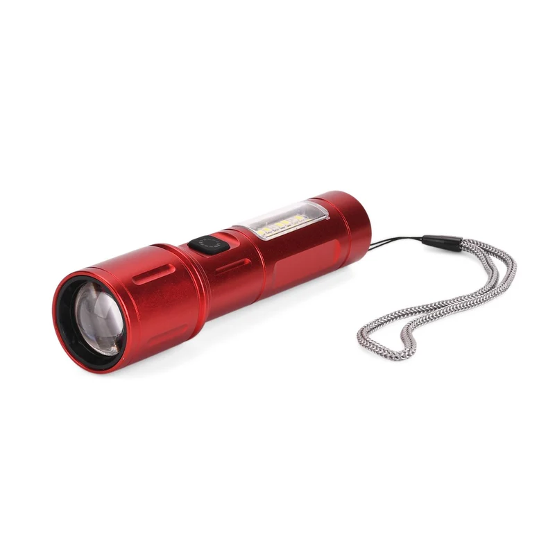 2er-Set LED-Taschenlampen aus Aluminium, wiederaufladbar, 14x3,5 cm, Schwarz
