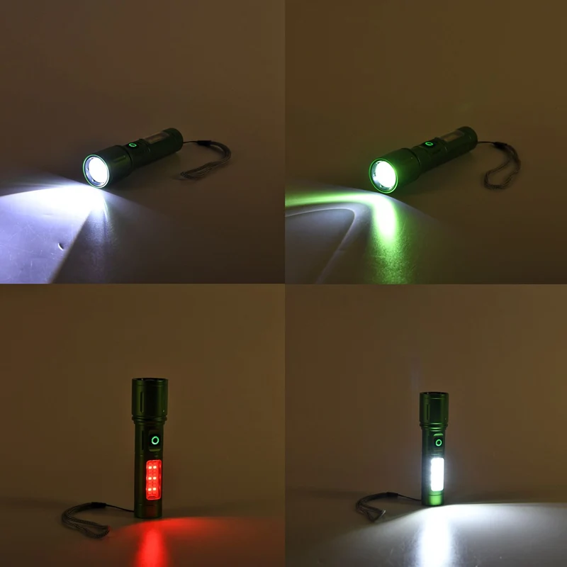 2er-Set LED-Taschenlampen aus Aluminium, wiederaufladbar, 14x3,5 cm, Schwarz