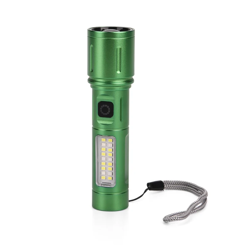 2er-Set LED-Taschenlampen aus Aluminium, wiederaufladbar, 14x3,5 cm, Schwarz